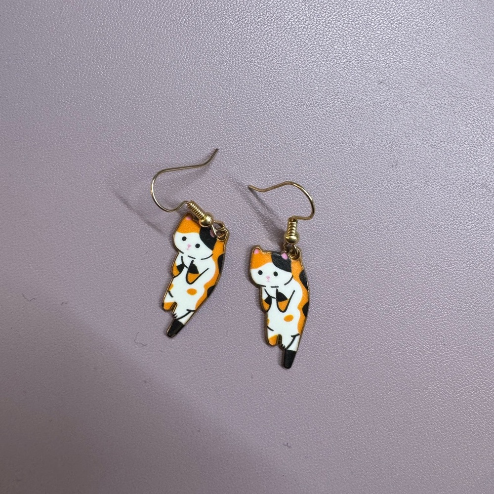 dangly cat earrings
